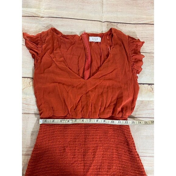 Sage the Label Women's Orange V Neck Mini Dress - Large - Picture 9 of 12